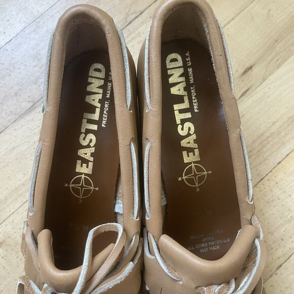 Eastland Womens Wedge Loafers Tan Size 7.5 NWOB Made In U.S.A Leather - Picture 7 of 12